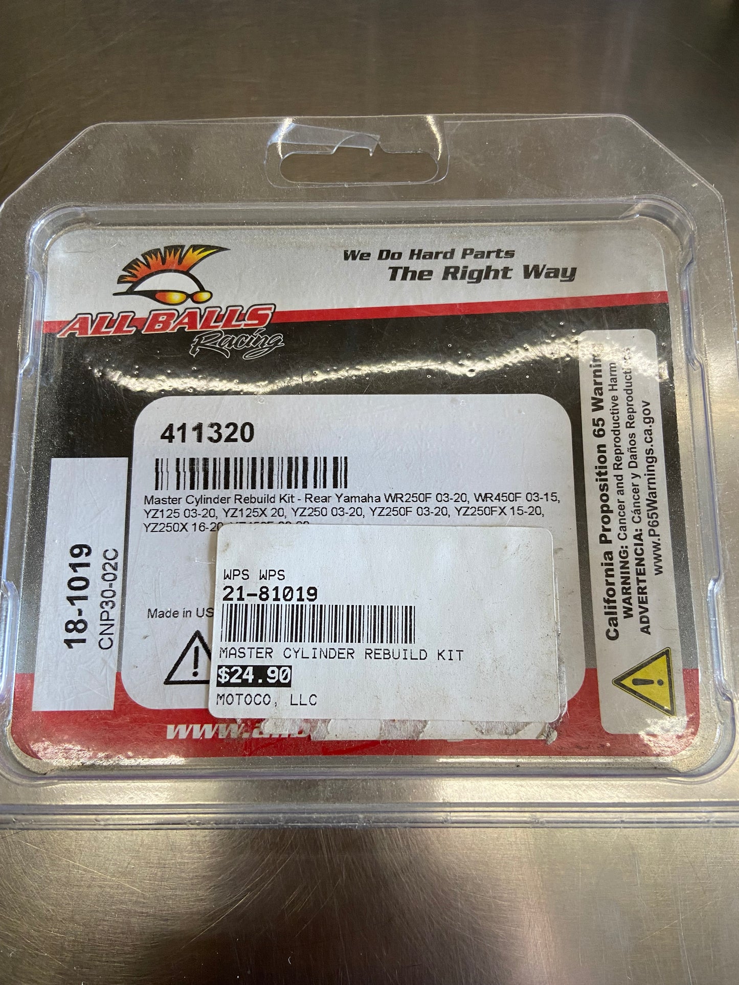 All Balls Rear Master Cylinder Rebuild Kit 18-1019