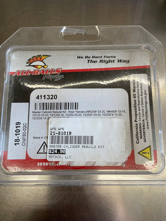 All Balls Rear Master Cylinder Rebuild Kit 18-1019